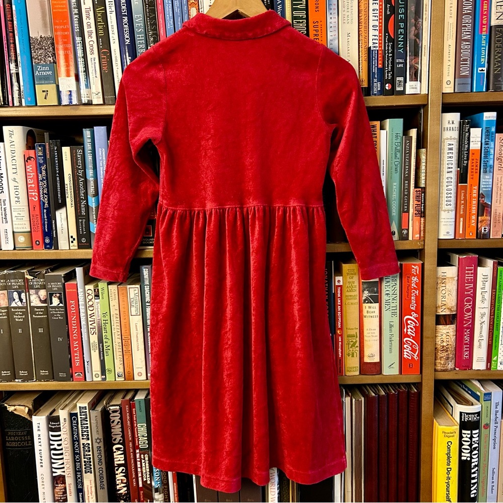 Hanna Andersson Vintage Red Velour Collared Button Front Holiday Dress 8 EU 130 - Picture 6 of 6